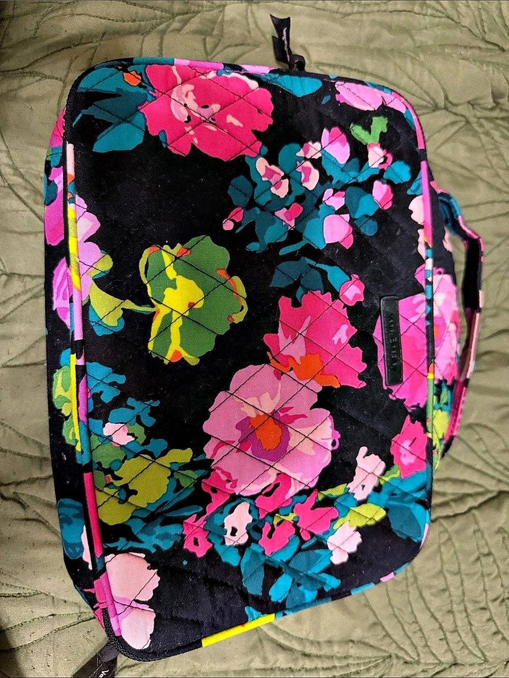 Vera Bradley Hanging Travel Organizer Floral Cosmetic Bag Black & Pink